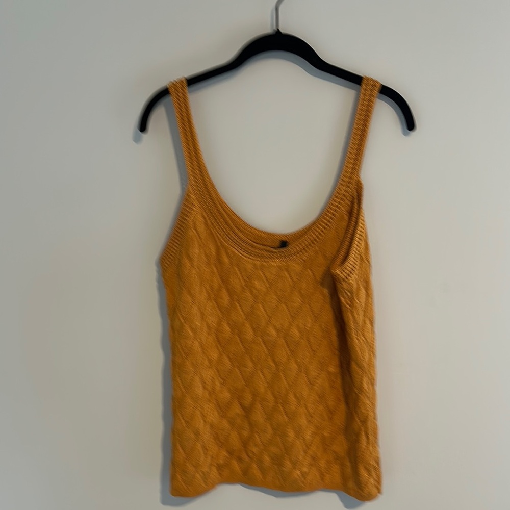 White House Black Market Yellow Ribbed Tank Top